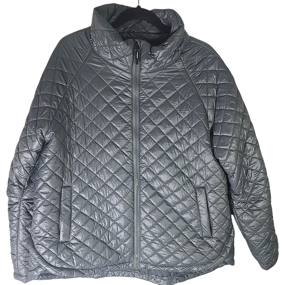 Kyodan Stretch Quilted Lightweight Jacket Coat Zip Up Womens XL Gray